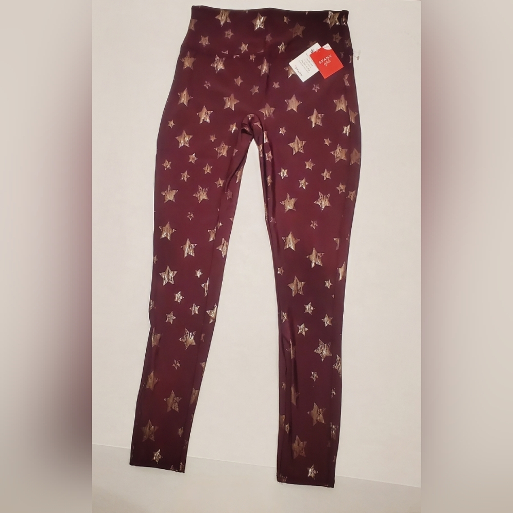 SPANX Big Kids-Girls Aubergine/Burgundyish Star Print Leggings Sz XL 14-16